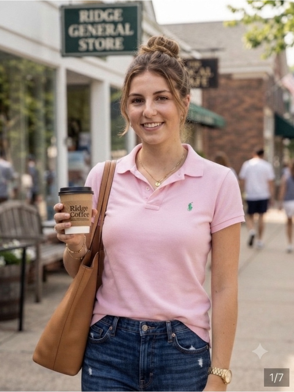 Ralph Lauren Sport Vintage Soft Pink Crewneck Top with Green Embroidered Label